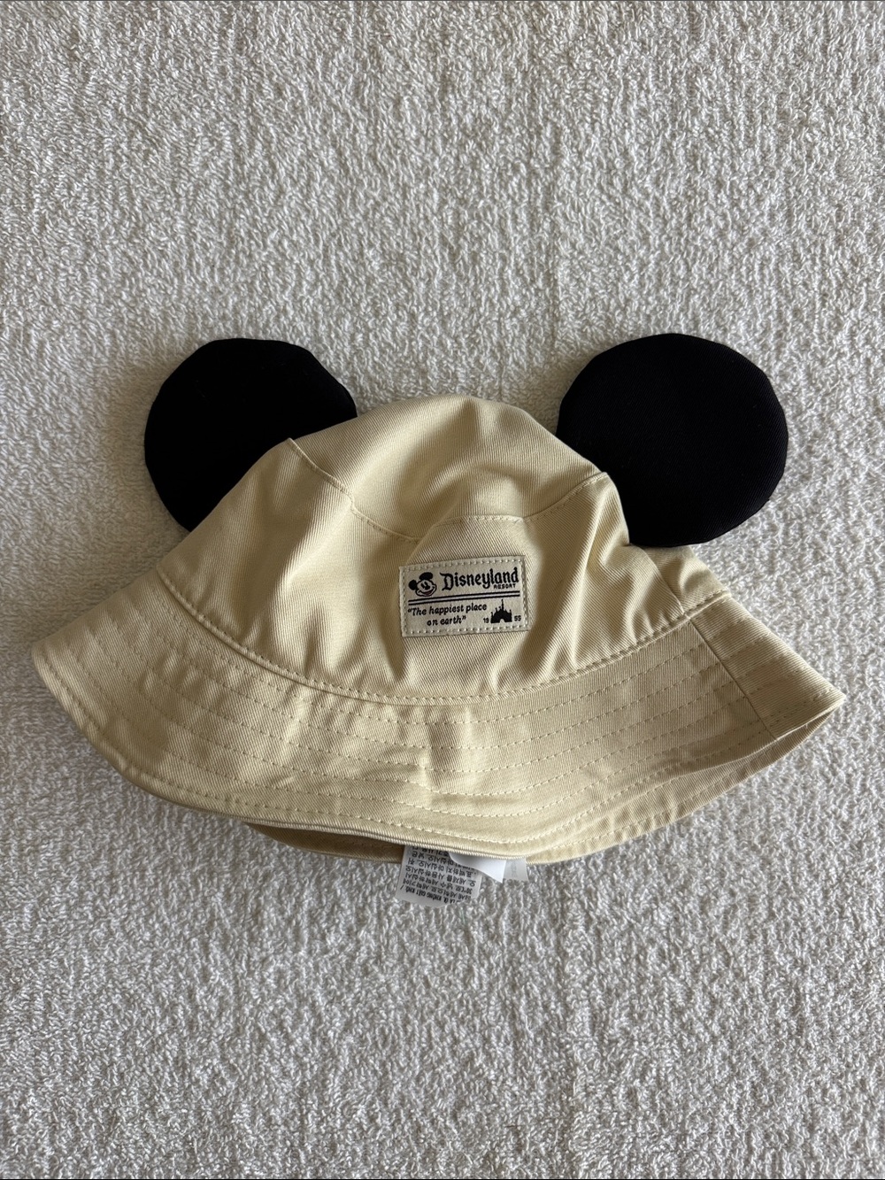Disney Disneyland Resort Beige Bucket Hat with Black Mickey Ears